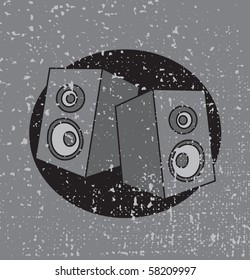 Speakers on grunge background, vector.