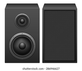 Speakers on a white background.