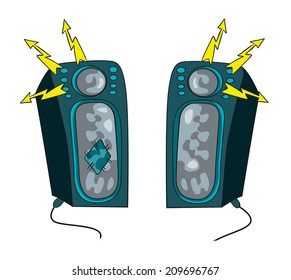 speakers playing music, vector illustration on white background 