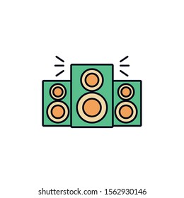 speakers sound celebration party line fill design vector illustration