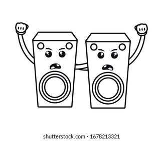 speakers sound comic characters icon vector illustration design
