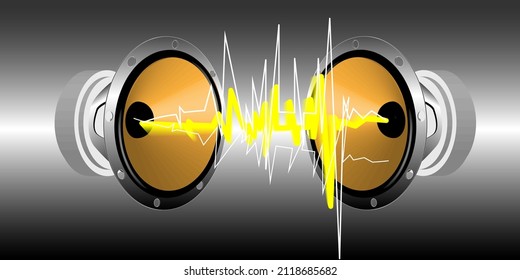 speakers sound wave flashing graphic 3d real look for decoration