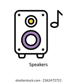 Ilustración de diseño de iconos de contorno relleno de altavoces. Símbolo de administración de eventos en el archivo EPS 10 de fondo blanco
