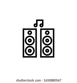 Icono vectorial de los altavoces en contorno, estilo lineal aislado en fondo blanco
