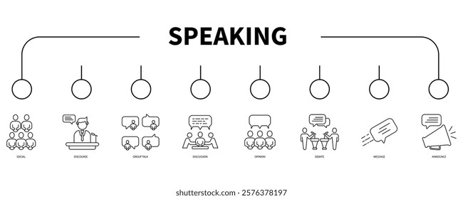 Speaking banner web icon vector illustration concept
