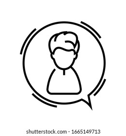 Speaking boy line icon, concept sign, outline vector illustration, linear symbol.