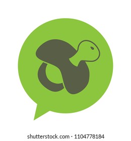 speaking bubble with baby pacifier inside. newborn baby related chat icon