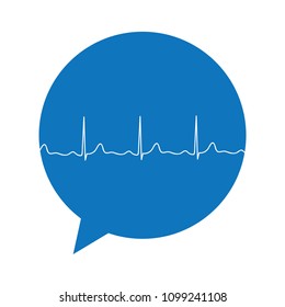 speaking bubble with cardiogram inside. medicine related chat icon