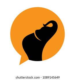 speaking bubble with elephant inside. lets talk about elephant, chat icon