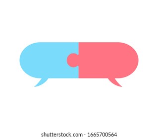 speaking bubble jigsaw puzzle vector illustration