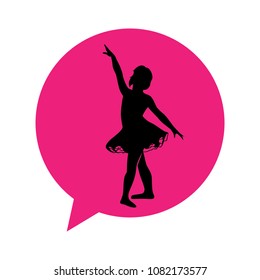 speaking bubble with little ballerina, kids ballet chat icon