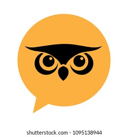 speaking bubble with little owl inside. education related chat icon