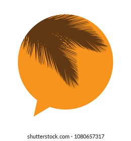 speaking bubble with palm leafs, travel blog icon