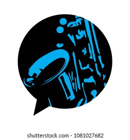 speaking bubble and saxophone, jazz and blues blog chat
