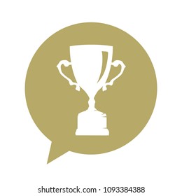 speaking bubble with trophy cup inside. sport related chat icon