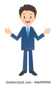 Speaking businessman, male company employee of illustration material