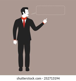 Speaking businessman vector concept in modern flat style