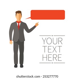 Speaking businessman vector concept in modern flat style