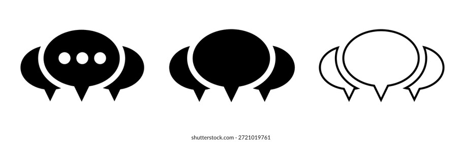 Ikonensatz für Sprache und Kommunikation. Mit Diskussion, Sprechblase, Gesprächen, Beratung. 