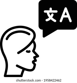 Speaking comprehension Vector glyph Icon Design, Language Translation symbol on white background, Dub localization stock illustration, Spoken Language Course Concept