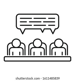 Speaking cooperation icon. Outline speaking cooperation vector icon for web design isolated on white background
