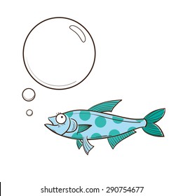 Speaking fish. Cartoon drawing, hand draw, doodle, sketch