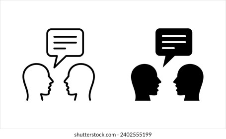 Speaking icon set. Talk person sign or symbol, Voice command, speech icon for interact, vector illustration on white background.