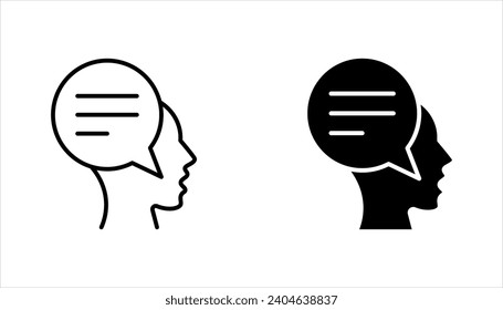 Speaking icon set. Talk person sign or symbol, Voice command, speech icon for interact, vector illustration on white background.