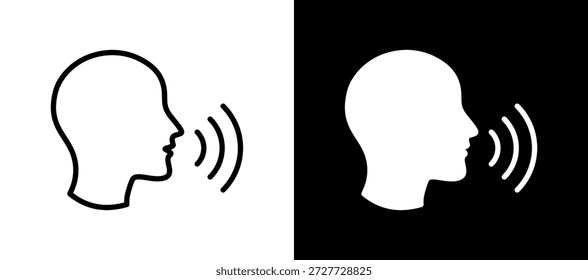 Speaking Icon whiteblack Vector Illustration