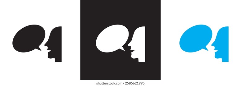 Speaking   icons . Communication icons for web and mobile app.  isolated on white and black background. vector illustration. EPS10