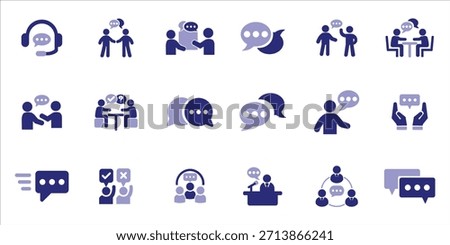 speaking icons set. speak, communication, remark, comment, talking and more. simple colored vector illustration