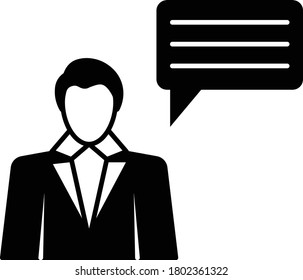 Speaking Lawyer and Statement Recording Vector Icon Design, Trial Attorney Giving Argument Concept,  Lawyer and Legal system Symbol on white background