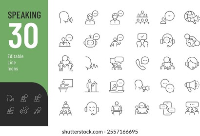 Speaking Line Editable Icons set. Vector illustration in modern thin line style of communication related icons: speech, talk, dialogue, and more. Pictograms and infographics.