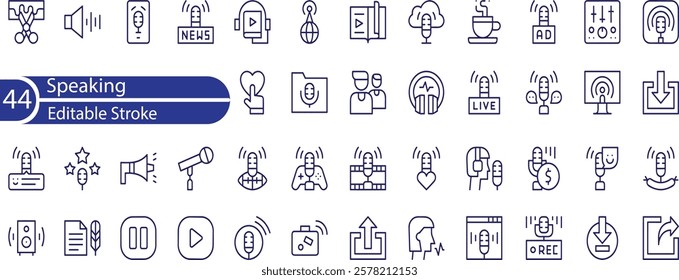 Speaking Line Editable Icons set. Vector illustration in modern thin line style of communication related icons , speech, talk, dialogue, and more.
