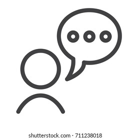 Speaking line icon, outline vector sign, linear style pictogram isolated on white. Symbol, logo illustration. Editable stroke.Pixel perfect graphics