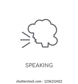 Speaking linear icon. Modern outline Speaking logo concept on white background from Communication collection. Suitable for use on web apps, mobile apps and print media.