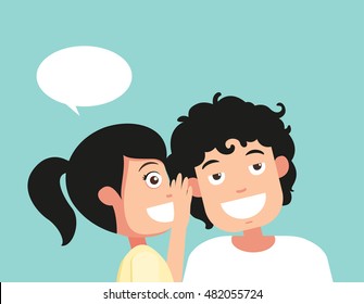 Speaking And Listening, Hearing And Whisper, Vector Illustration