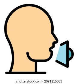 Speaking man icon. Outline speaking man vector icon color flat isolated