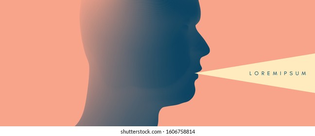 Speaking man. Symbolic image for advertising. Vector illustration with place for text.