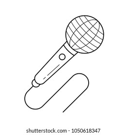 Speaking microphone line icon isolated on white background. Cord microphone line icon for infographic, website or app. Icon designed on a grid system.