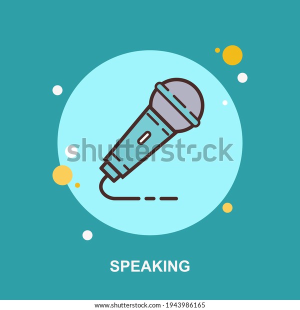 Speaking Microphone On Blue Background Flat Stock Vector (Royalty Free