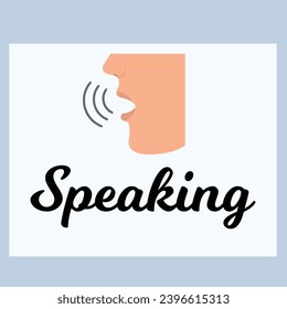 Speaking Module and Speaking Test of TESOL and IELTS Speaking Part with Speaking Symbol and Voice Sign. Audio checking, Vocal sound, sound wave, shouting with Language Proficiency, and Pronunciation.