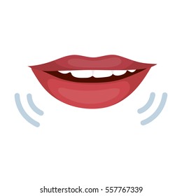 Speaking mouth icon in cartoon style isolated on white background. Interpreter and translator symbol stock vector illustration.