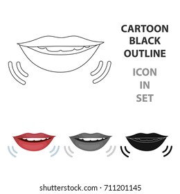 Speaking mouth icon in cartoon style isolated on white background. Interpreter and translator symbol stock vector illustration.