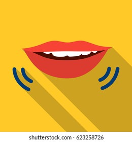 Speaking Mouth Icon In Flat Style Isolated On White Background. Interpreter And Translator Symbol Stock Vector Illustration.