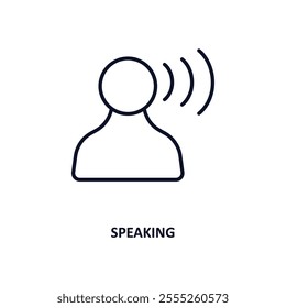 speaking outline icon.  Thin line icon from communication collection. Editable vector isolated on white background