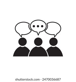 Speaking people black icon vector image  pictogram cartoon