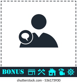 Speaking people icon flat. Simple vector symbol and bonus icon