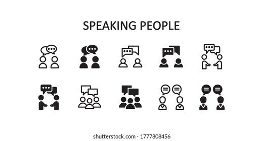 Speaking people icon set. Vector graphic illustration. Suitable for website design, logo, app, template, and ui.