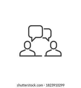 speaking people icon. talking, bubble, speak, business group, thin line web symbol on white background - vector illustration eps10